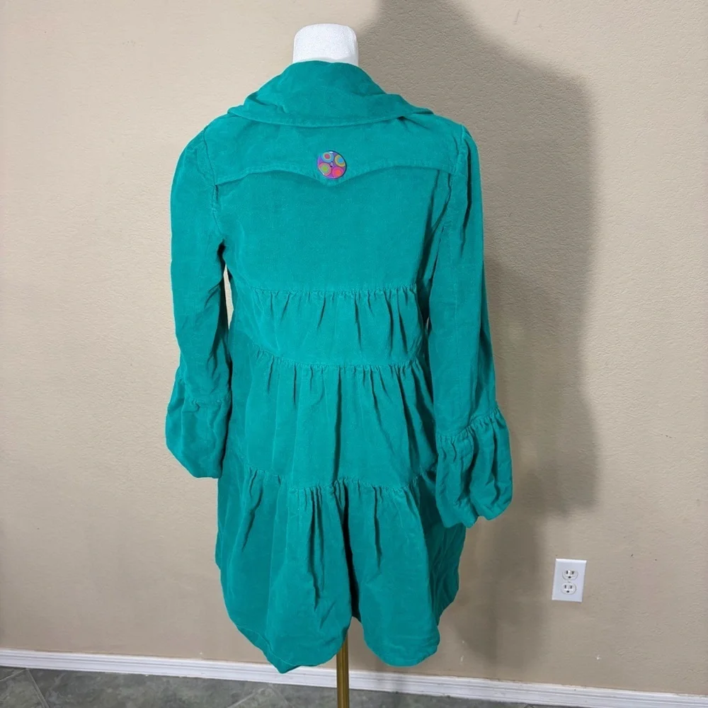 Whimsical vibrant green Judith March coat Measure Like Small Satin lined Boho - Picture 7 of 15